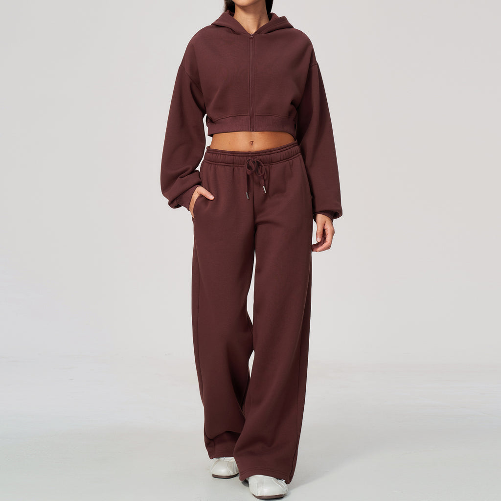 Women's Fleece Lined Zip Up Hoodie and Sweatpants Two Piece Set