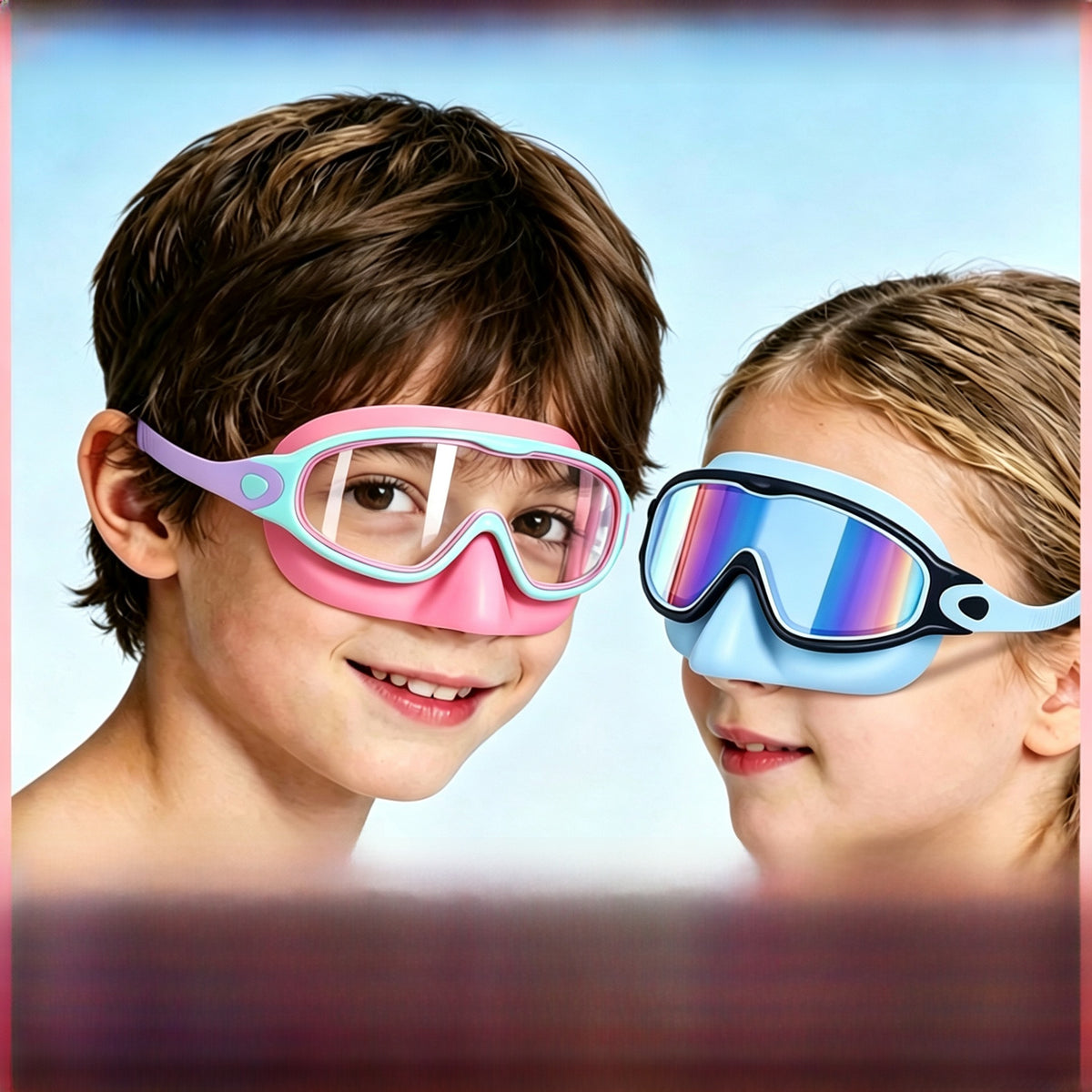 Childrens Anti-Fog Swimming Goggles with Nose Cover