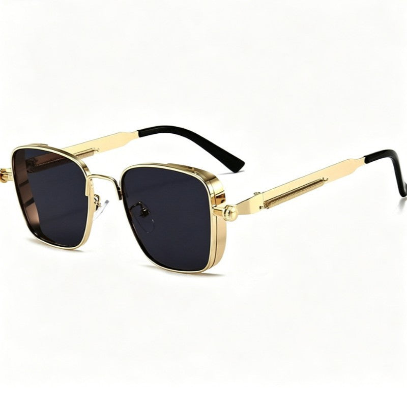 Retro Square Metal Frame Sunglasses UV400 Protection Minimalist Sun Glasses
