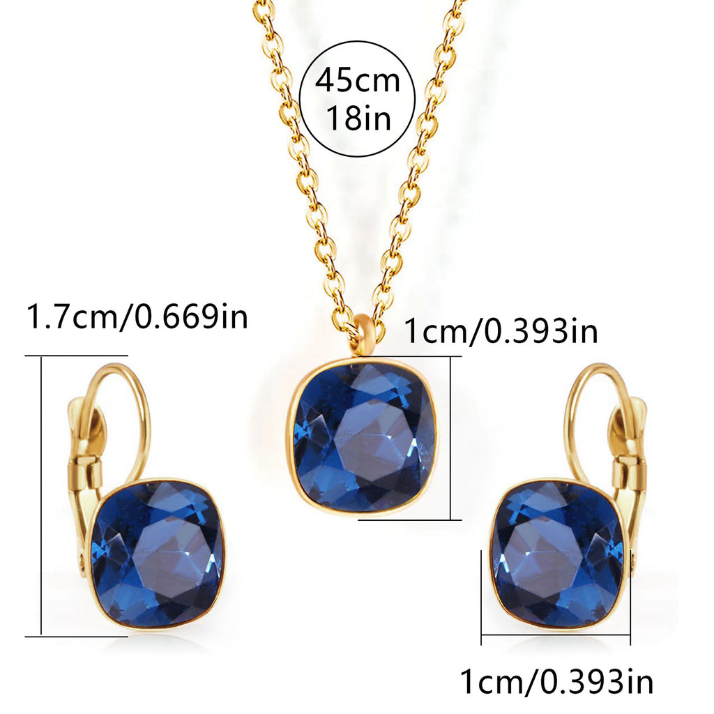 Square Zircon Jewelry with Gold Plated Finish
