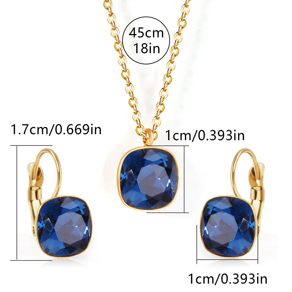 Square Zircon Jewelry with Gold Plated Finish