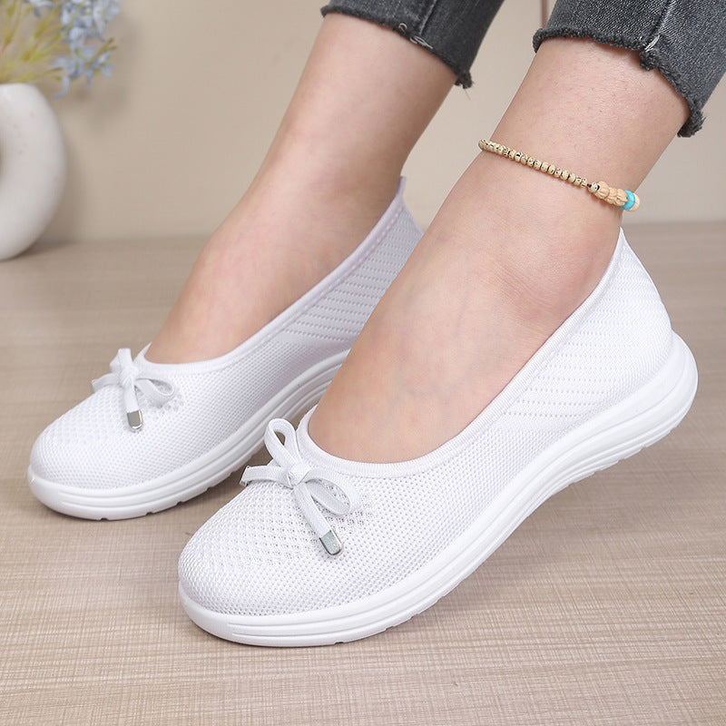 Women's breathable mesh bow platform shoes