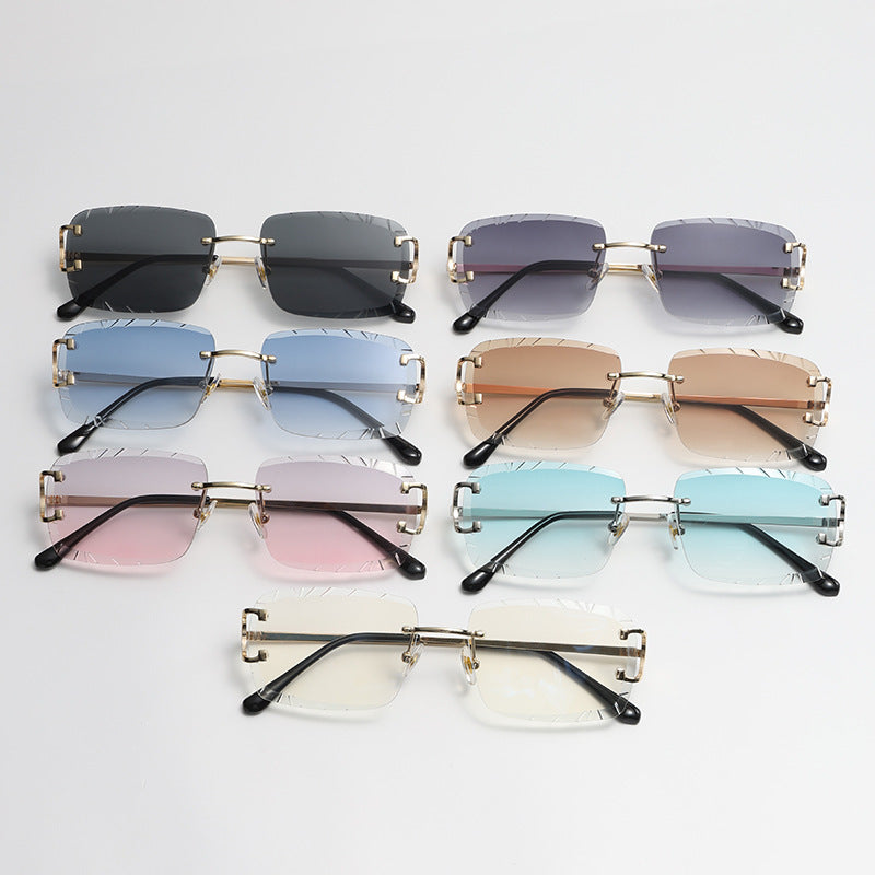 Square Rimless Polarized Sunglasses UV Protection