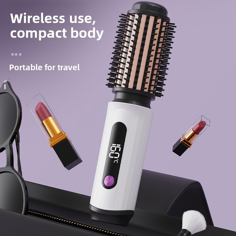 2-in-1 Wireless Rechargeable Ceramic Curling Straightening Comb 2600mAh