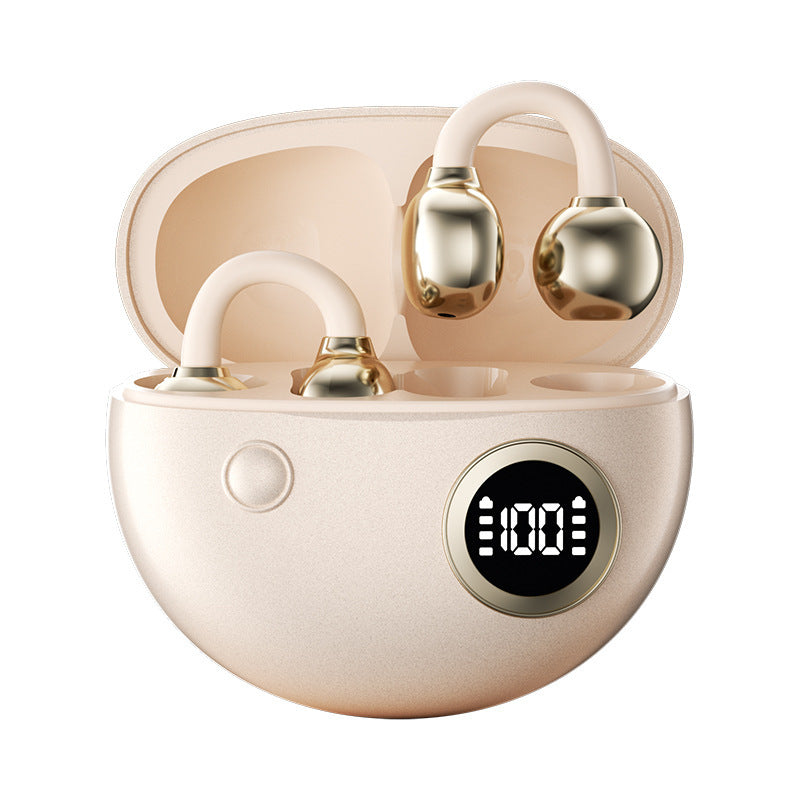 Clip-On Bone Conduction Bluetooth Earphones with Digital Display