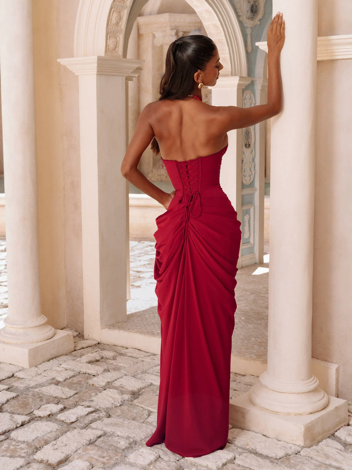 Elegant Halter Neck Evening Gown