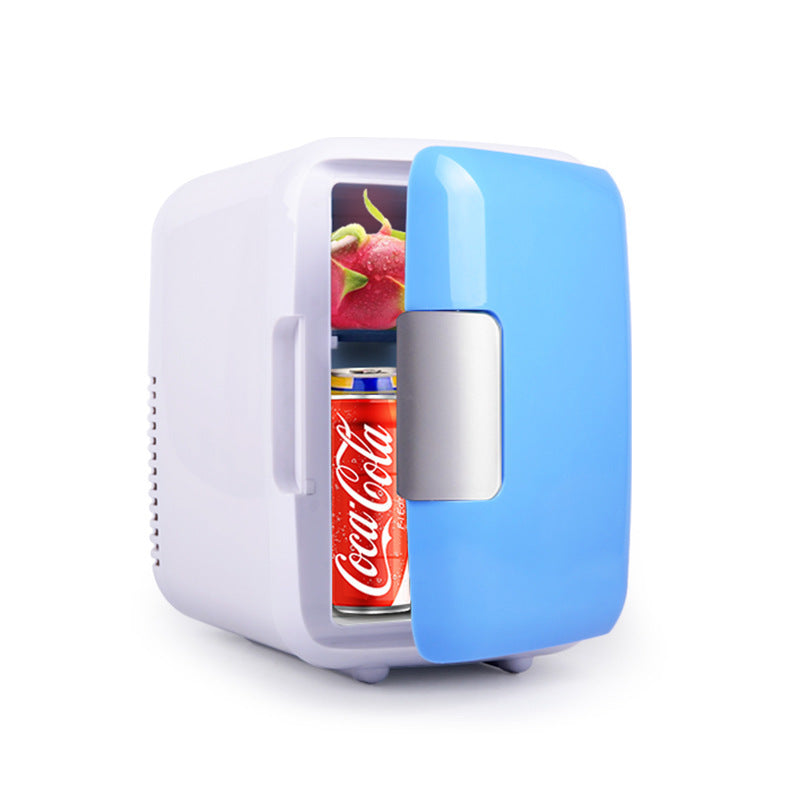 4L Portable Car and Home Mini Fridge, Cooling and Warming Refrigerator, 12V/110V-220V, Blue Pink White
