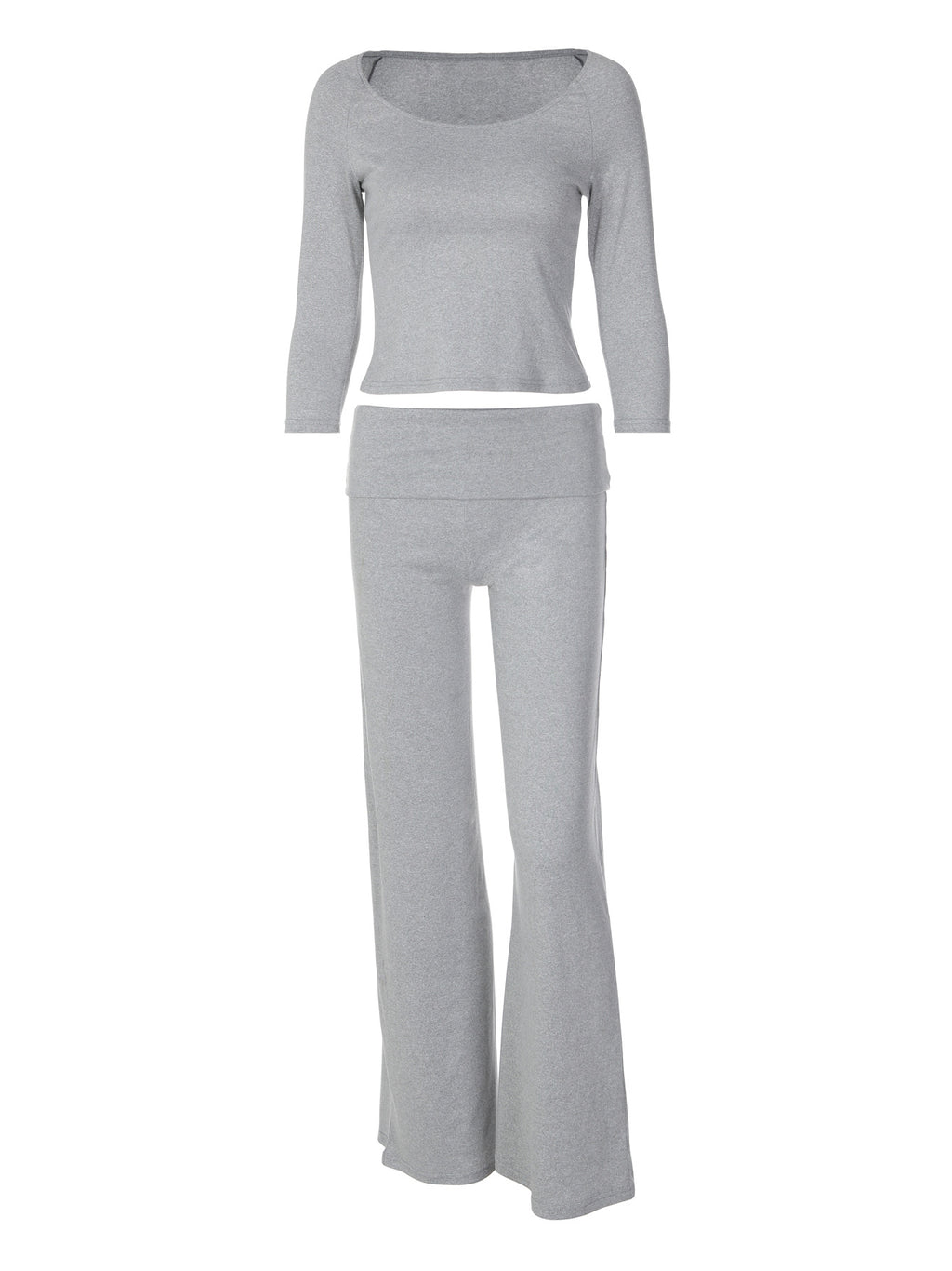 Women Two Piece Set Drapey Flared Pantsuit Long Sleeve Solid Casual Lounge Wear
