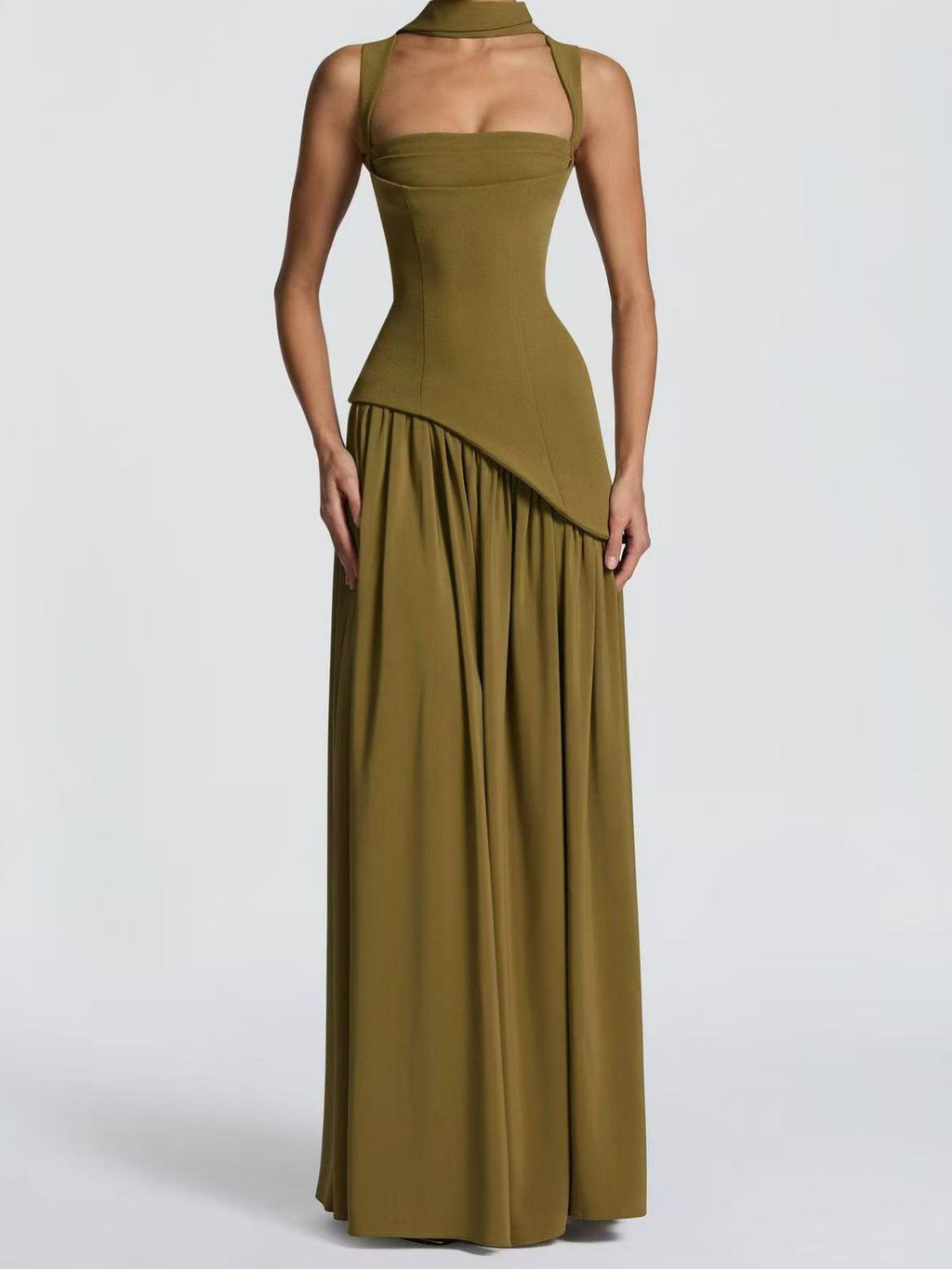 Irregular Hem Waist-Cinching Straps Dress