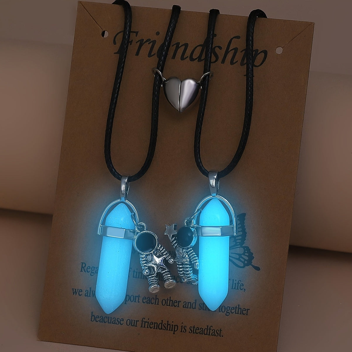 Spaceman Magnetic Couple Necklace Astronaut Clavicle Chain Luminous Jewelry