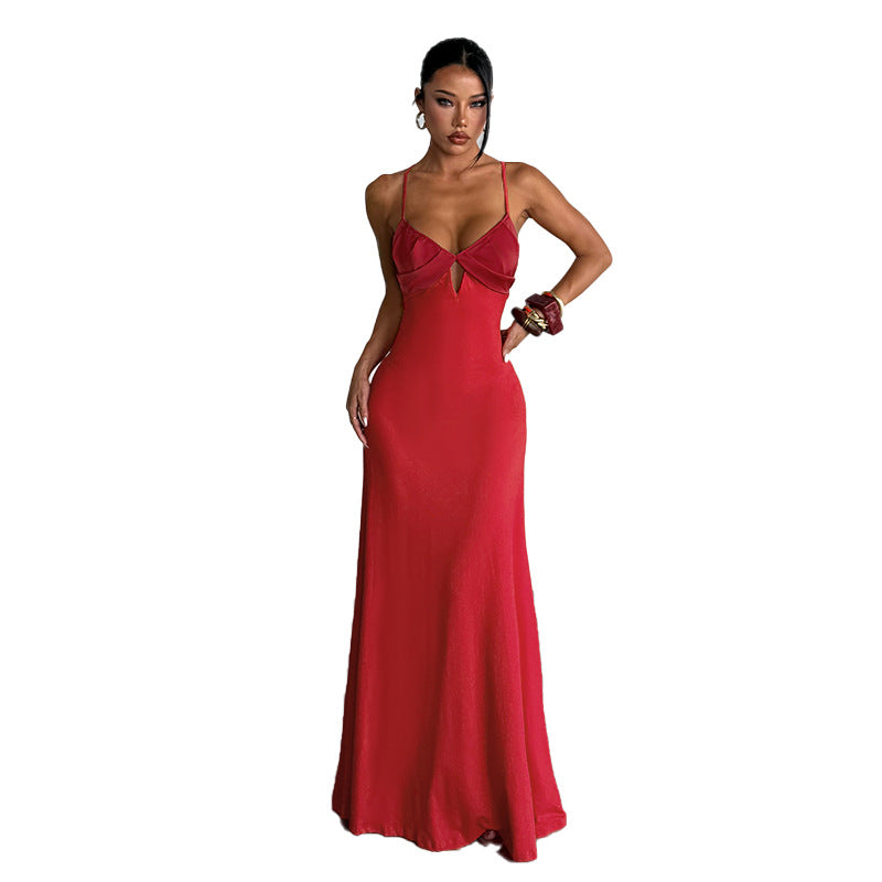 Sexy Backless Long Dress with Adjustable Straps