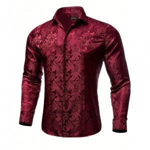 Printed Long-sleeved Men's Top Slim-fit Casual Shirt