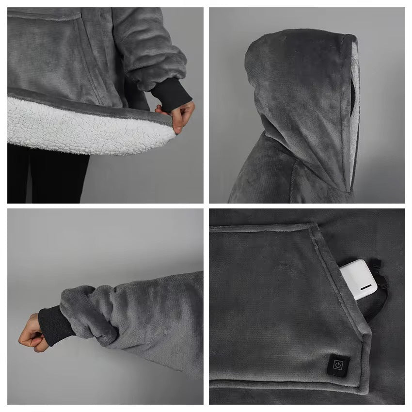 Wearable USB Heated Blanket with Sleeves, Soft Flannel Electric Warm Throw