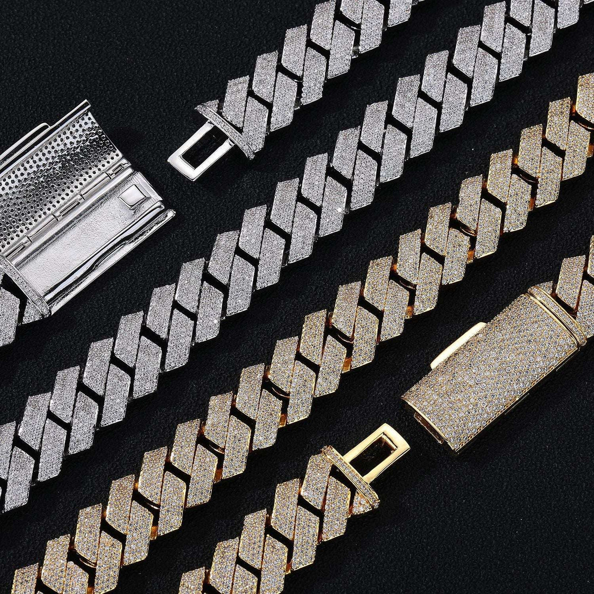 Men's Cuban Chain Zircon Necklace Geometric Pendant
