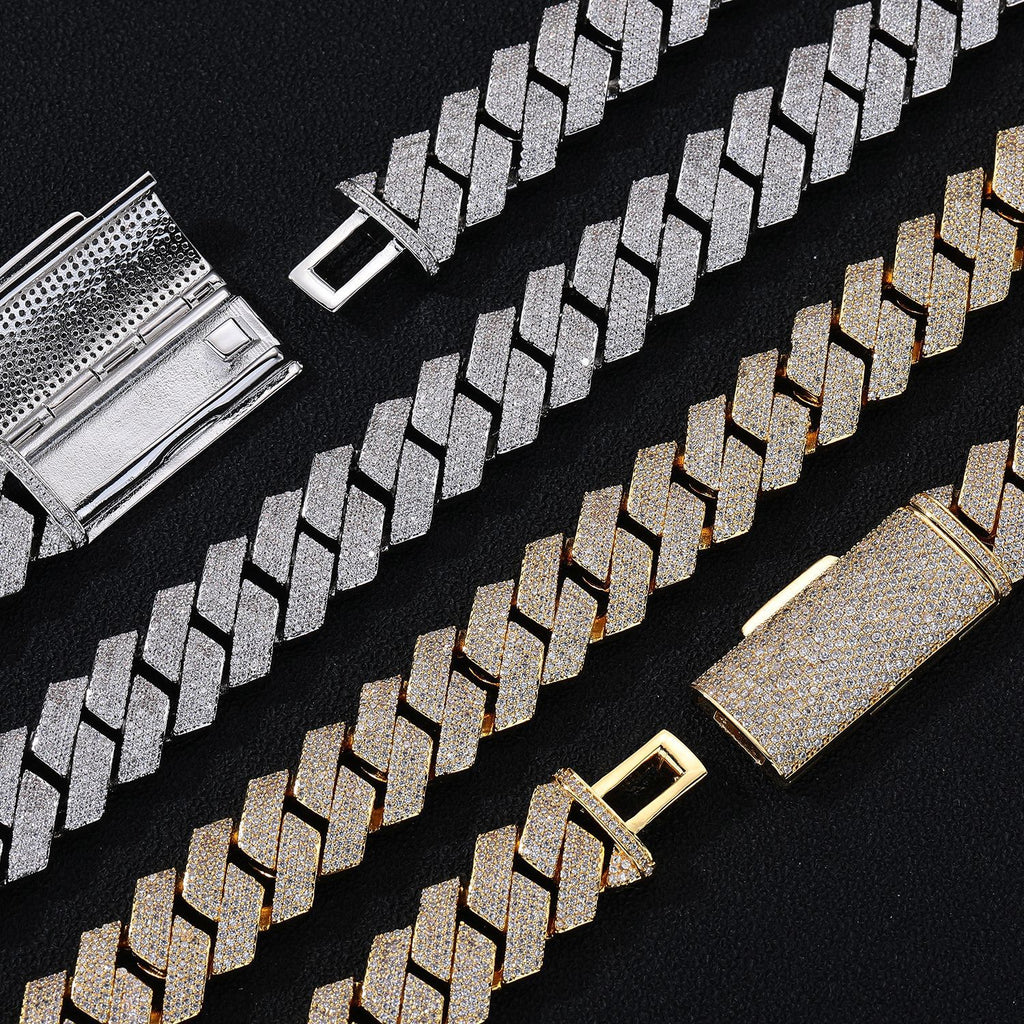 Men's Cuban Chain Zircon Necklace Geometric Pendant