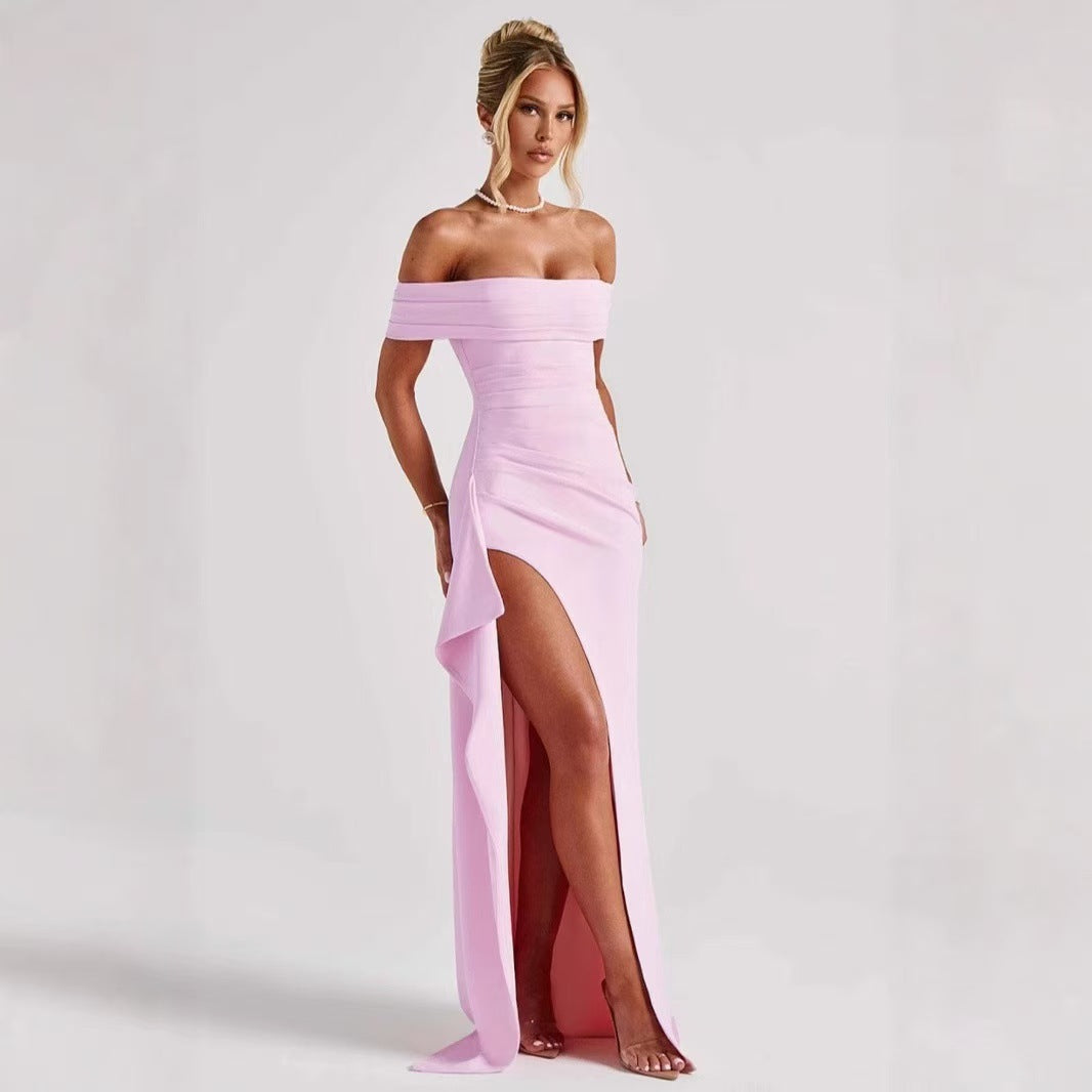 Sexy off-shoulder elegant party dress split dress