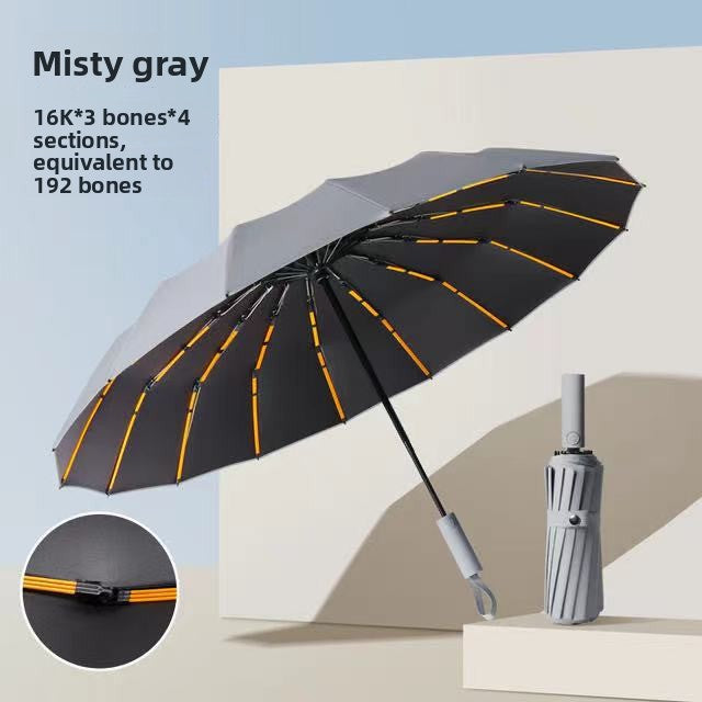 Fully Automatic Vinyl-Coated Tri-Fold Sun and Rain Umbrella