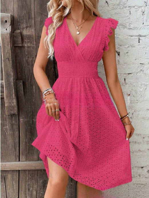Lotus-leaf sleeve dress