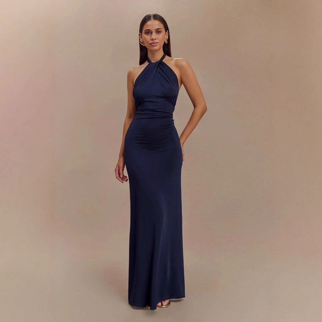 Elegant Halter Neck A-Line Dress