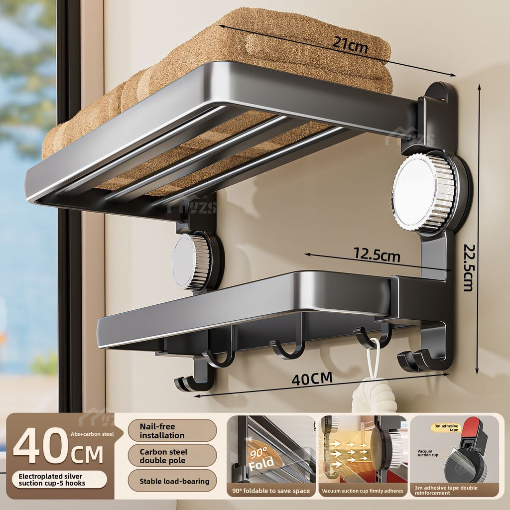Suction Cup Bathroom Towel Rack with Hanging Rod
