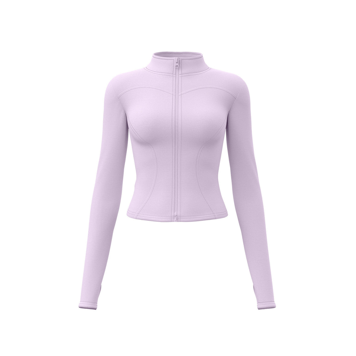 Women's fitted stretch yoga top with a stand-up collar
