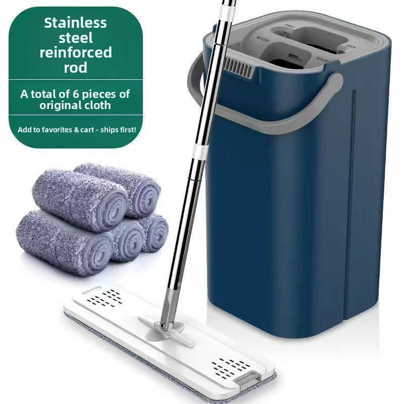Flat Mop with Self Cleaning Bucket