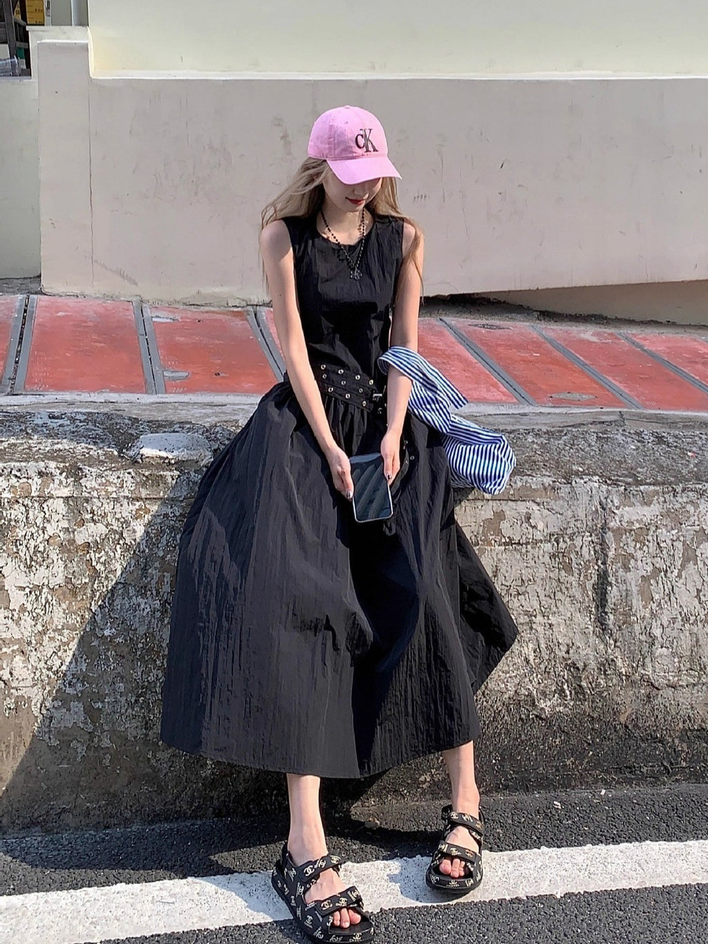 A wide A-line long dress