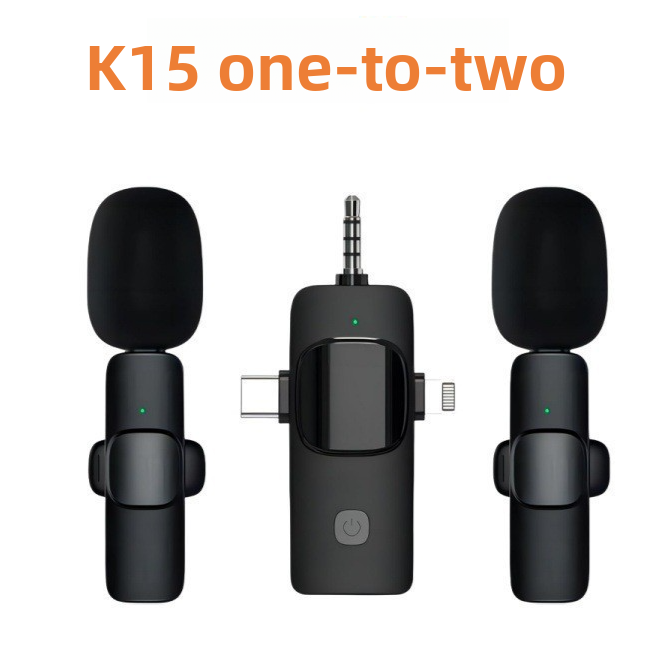 K15 3-in-1 Universal Wireless Lavalier Microphone with Noise Reduction for Live Streaming and Recording