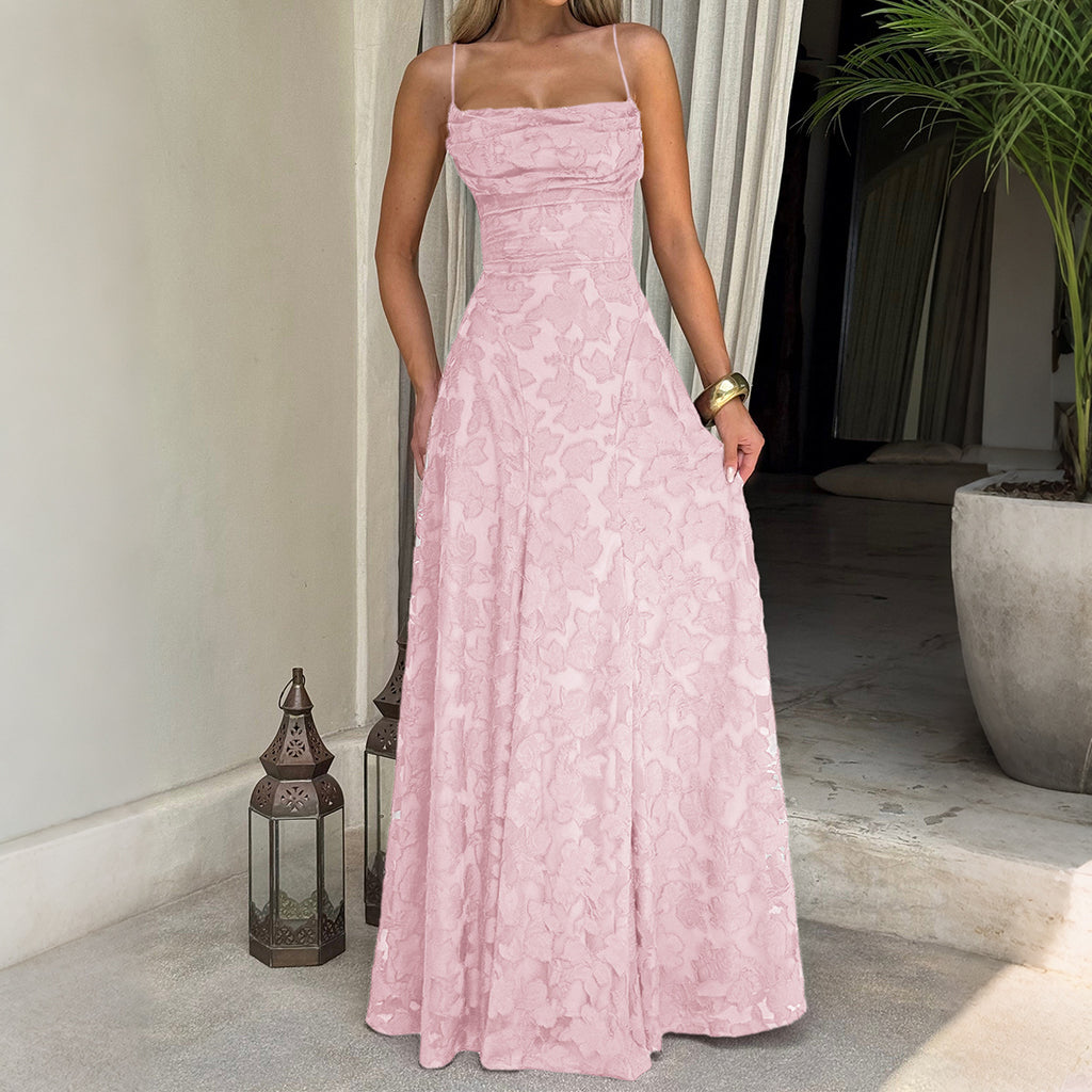 Elegant Suspender High Waist Long Dress