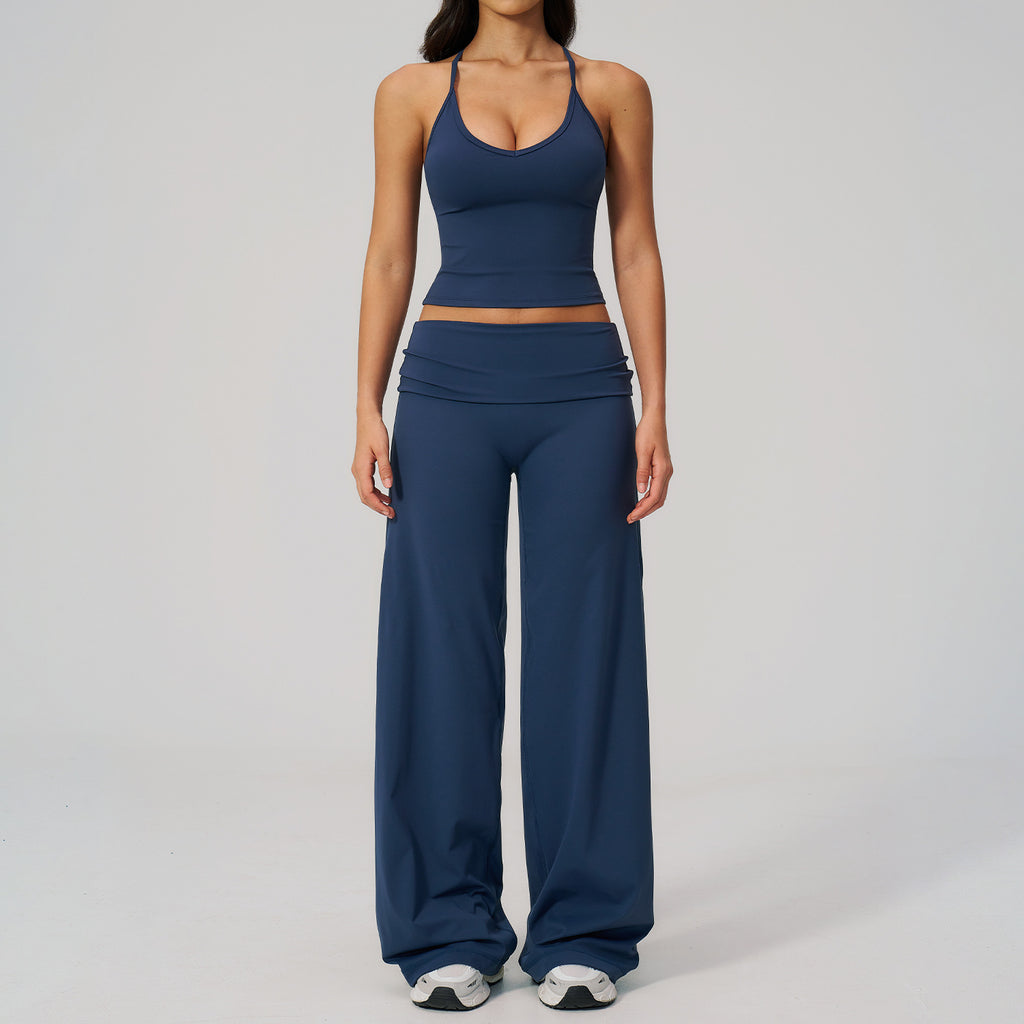 Women's Racerback Yoga Set with Wide-Leg Pants