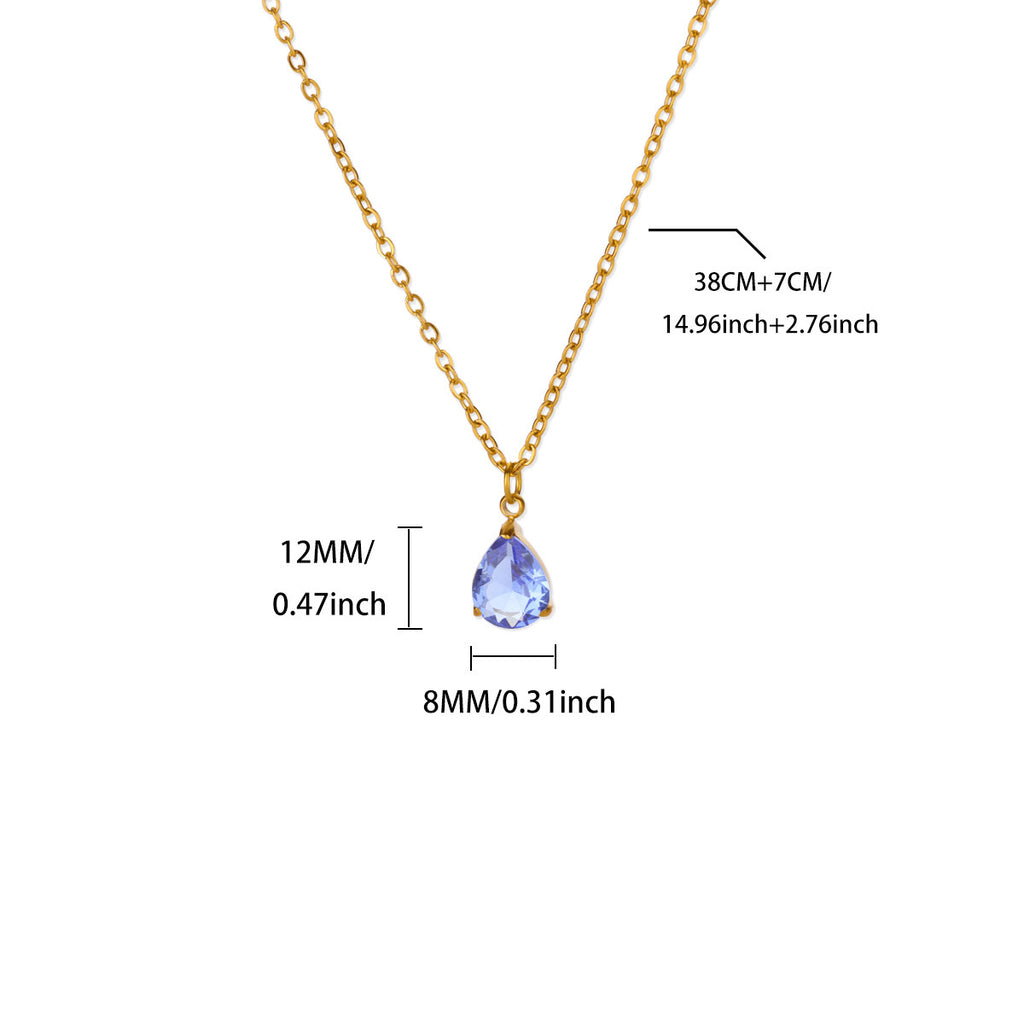 Water Drop Zircon Birthstone Necklace