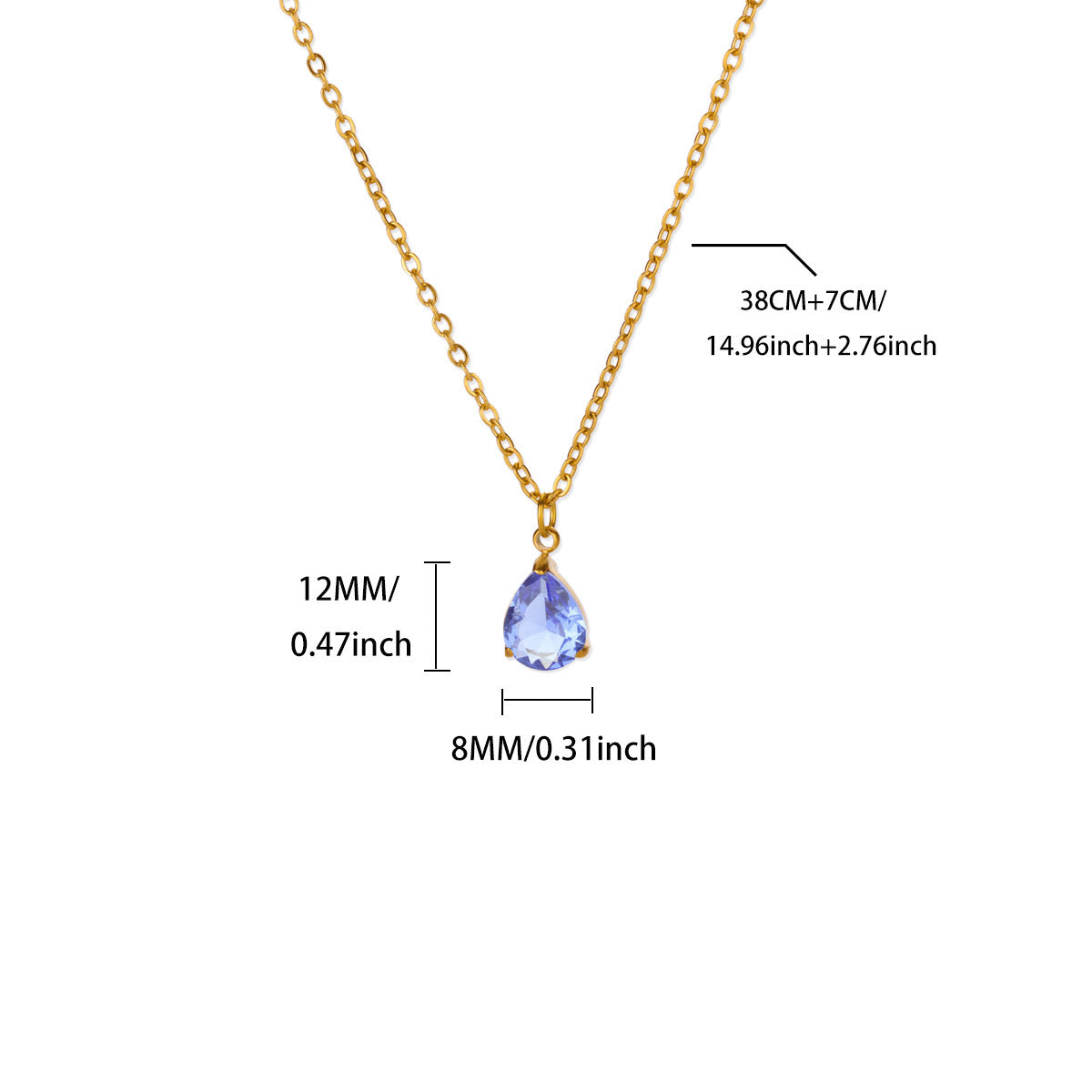 Water Drop Zircon Birthstone Necklace
