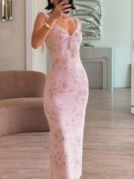 Floral Print Suspender Dress