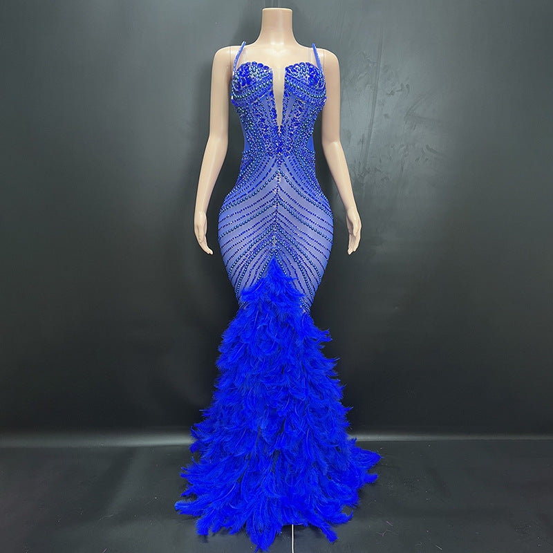 Diamond Embellished Evening Dress