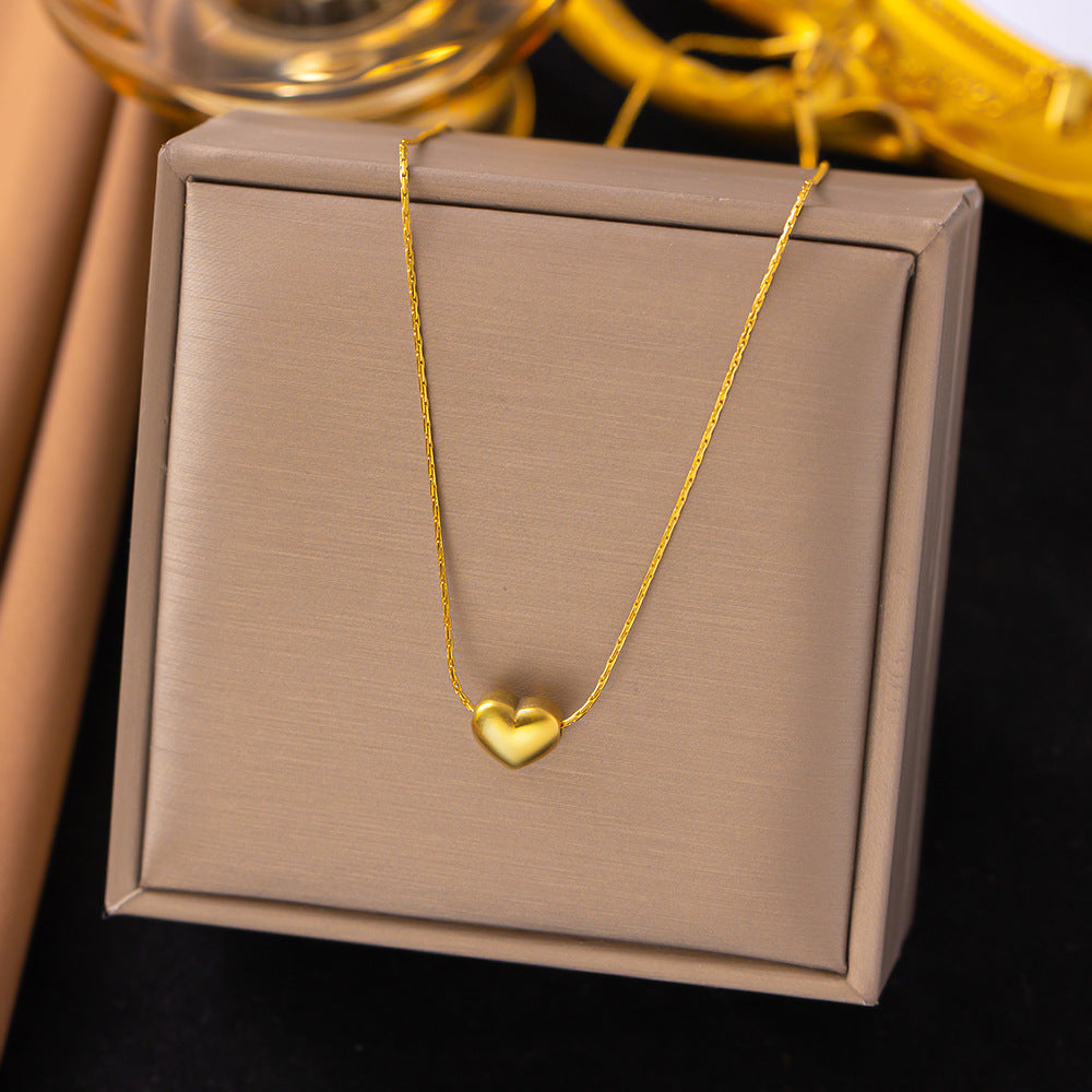 Titanium Steel Heart-Shaped Necklace for Women Fashion Heart Pendant Necklace