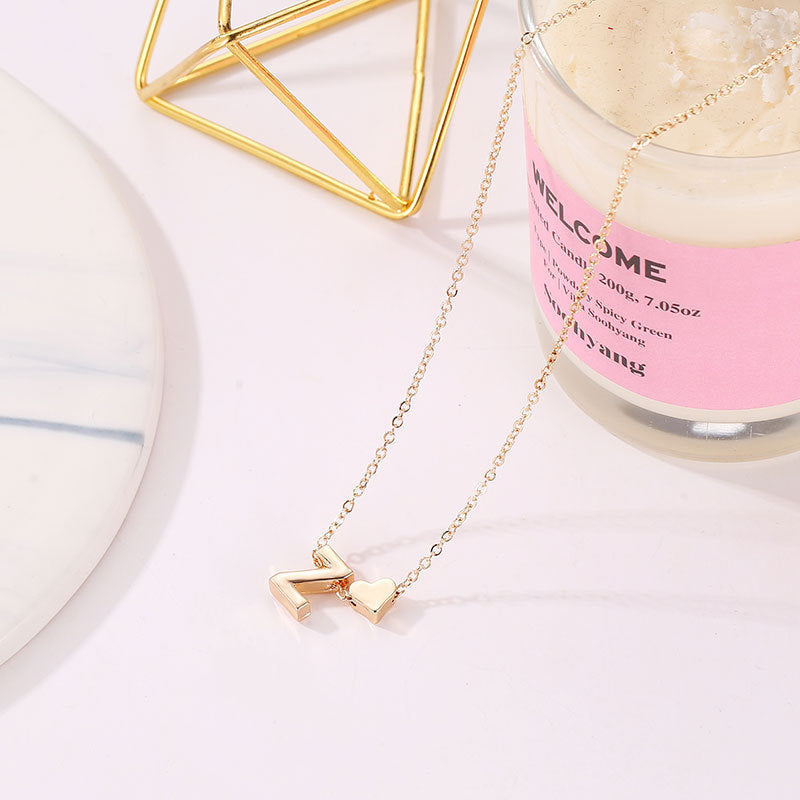 Heart Letter Necklace and Bracelet Set