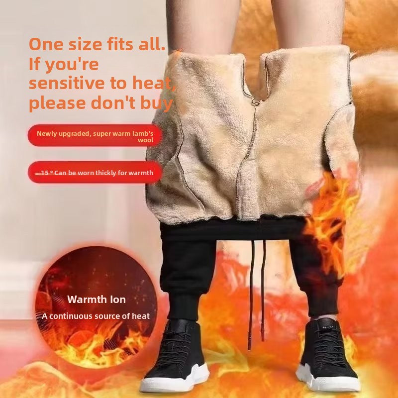 Men's fleece-lined pants, men's tapered athletic trousers, lambswool
