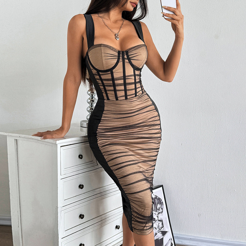Splicing Mesh Bodycon Dress