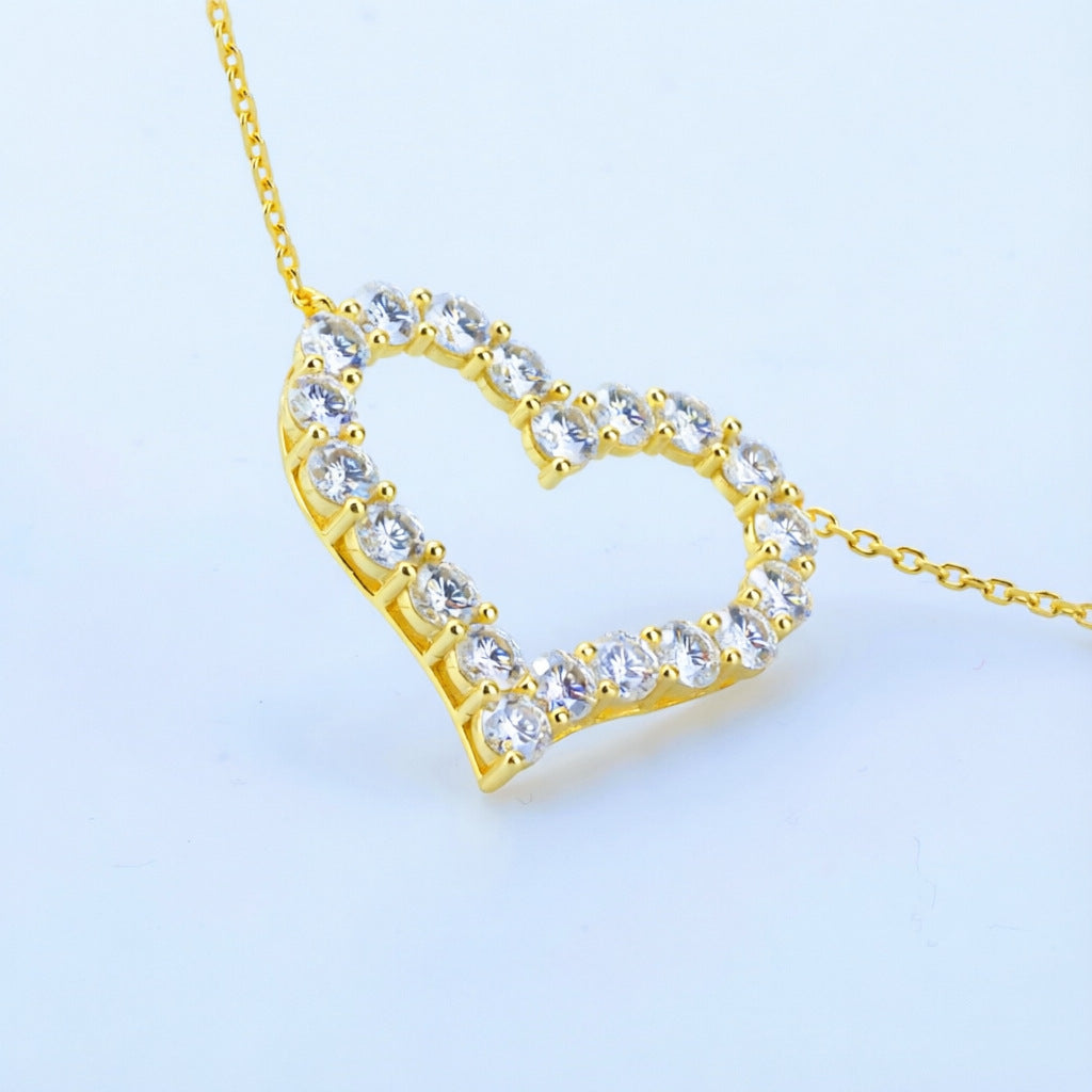 Sterling Silver Moissanite Heart Necklace
