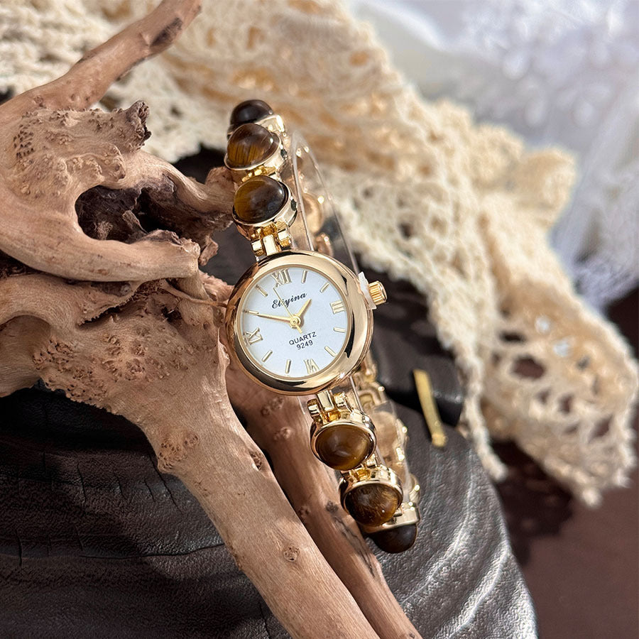 Vintage Gemstone Beaded Quartz Women Watch