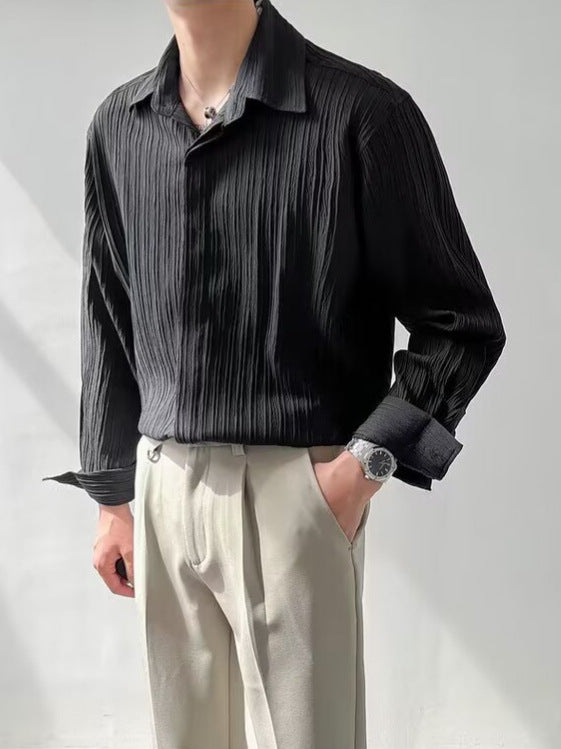Men's Pleated Long-Sleeve Shirt