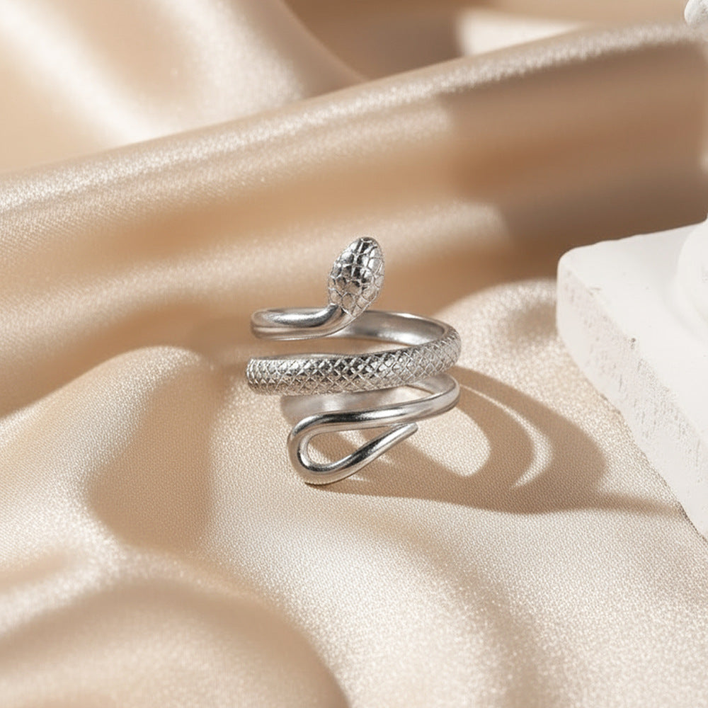 Personalized Snake-Shaped Stainless Steel Ring
