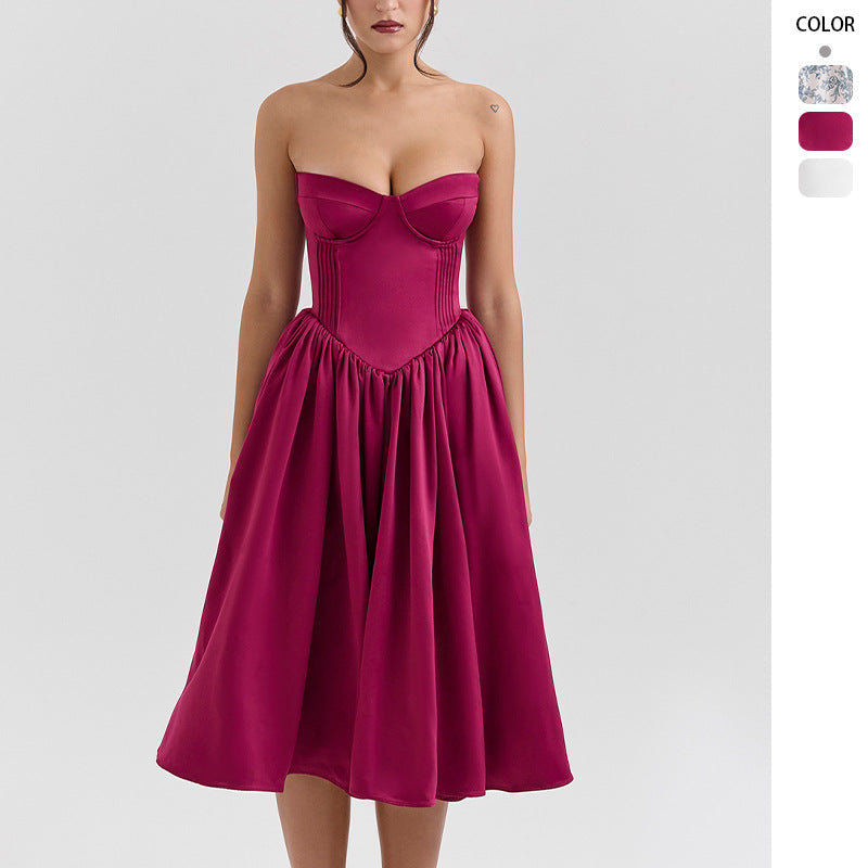 Womens Backless Tube Top Dress