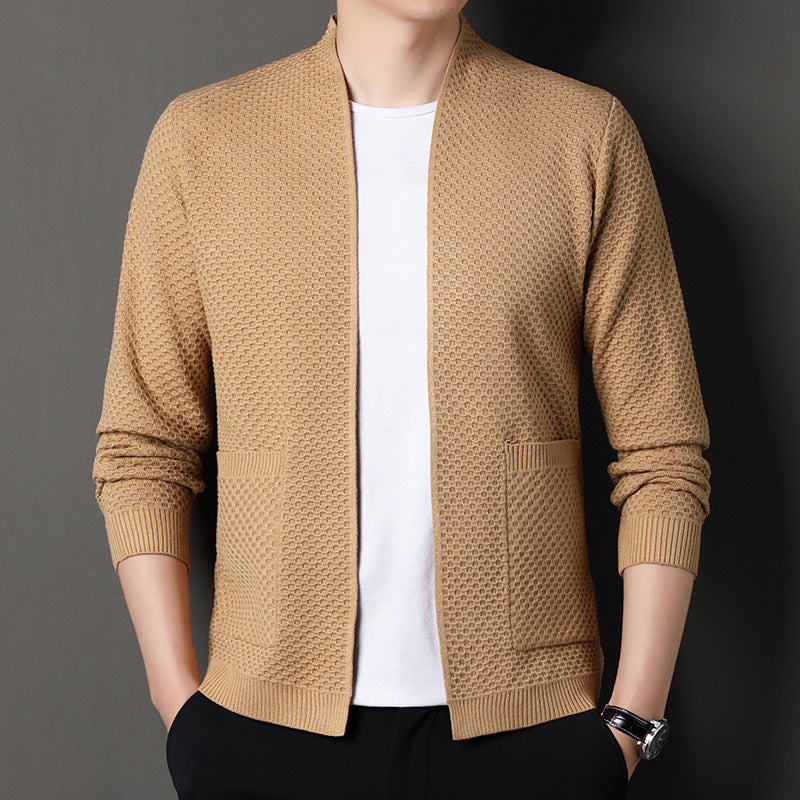 Mens Fish Scale Knitted Cardigan