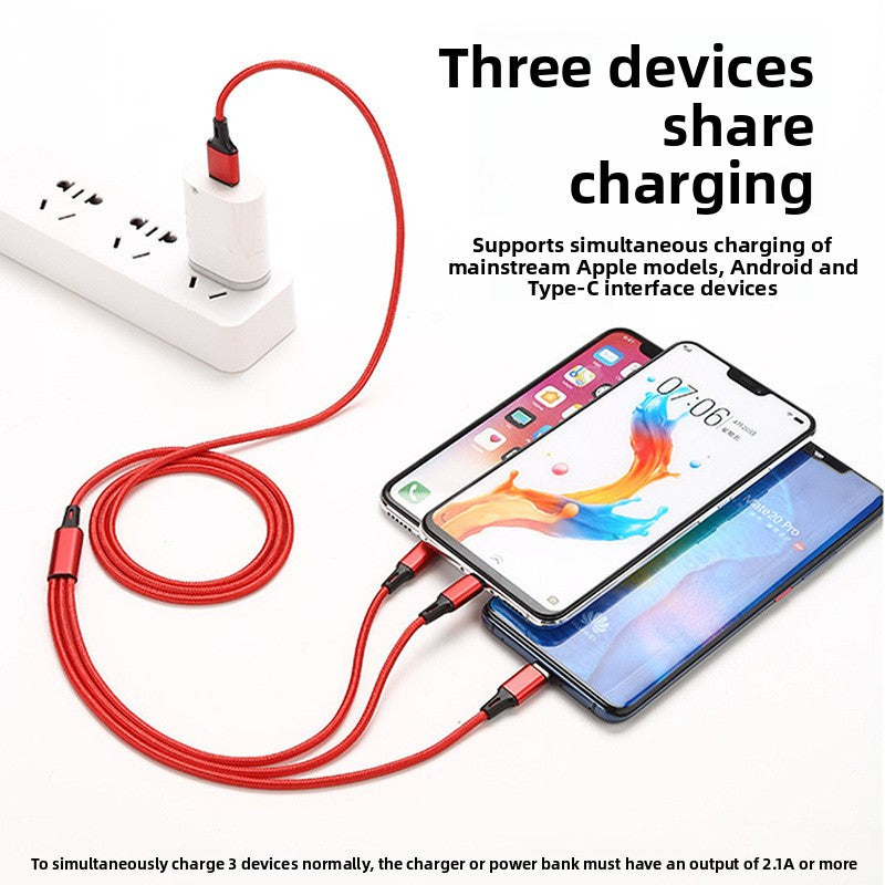 Woven One-To-Three Data Cable