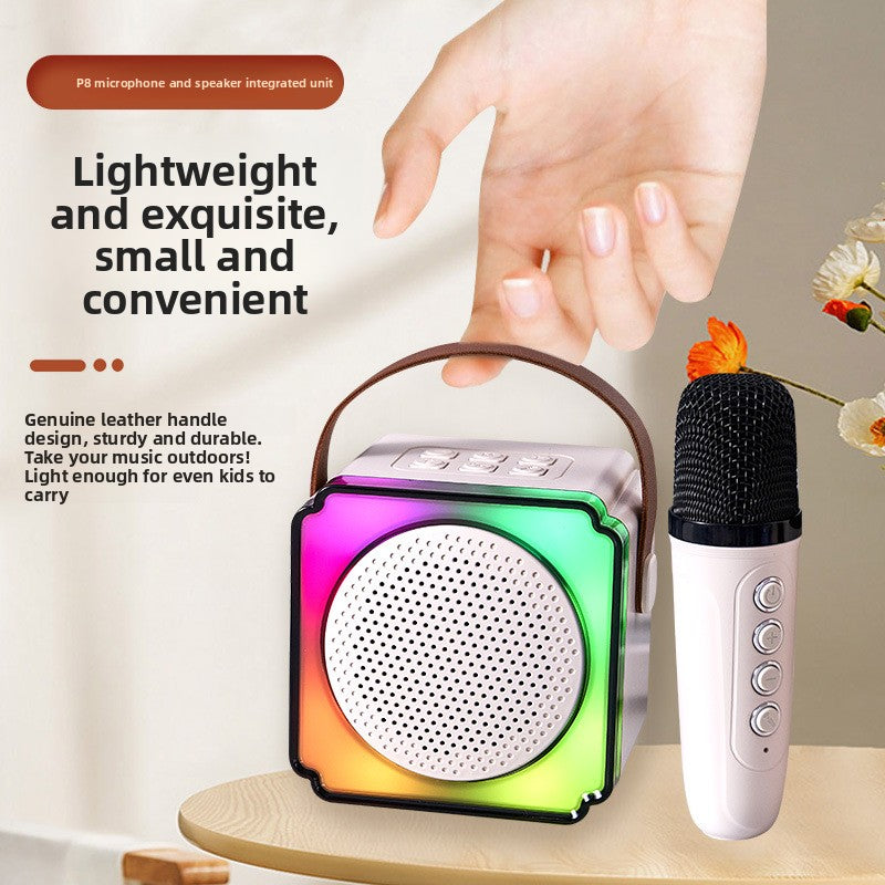 Portable Bluetooth Karaoke Speaker with Microphone for Kids, 5.3 Wireless Home Party Machine