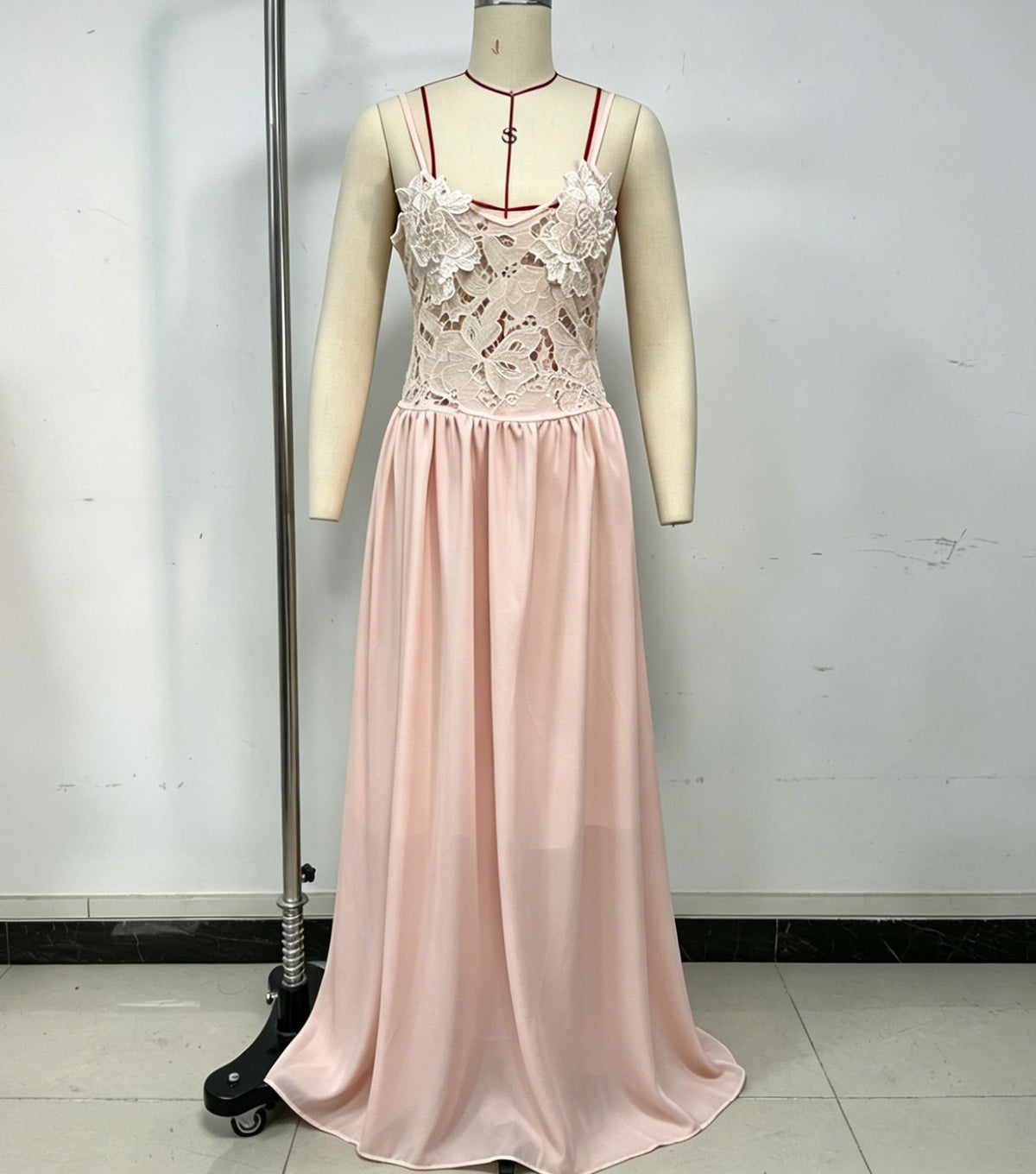 Floral Lace Strappy Long Dress