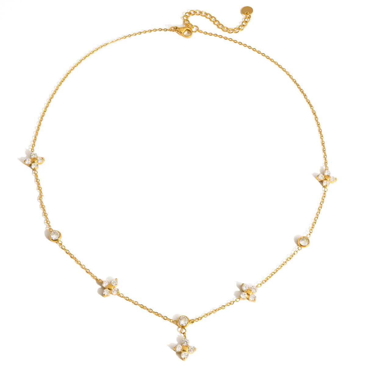 Titanium Steel Zircon Four-Leaf Clover Necklace