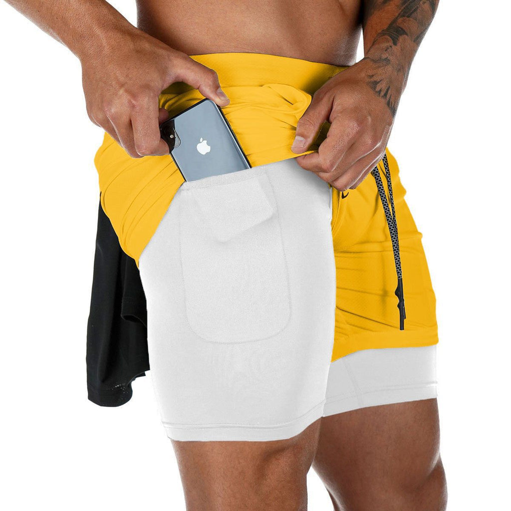 Men's Double Gym Shorts Jogging Quick-Dry