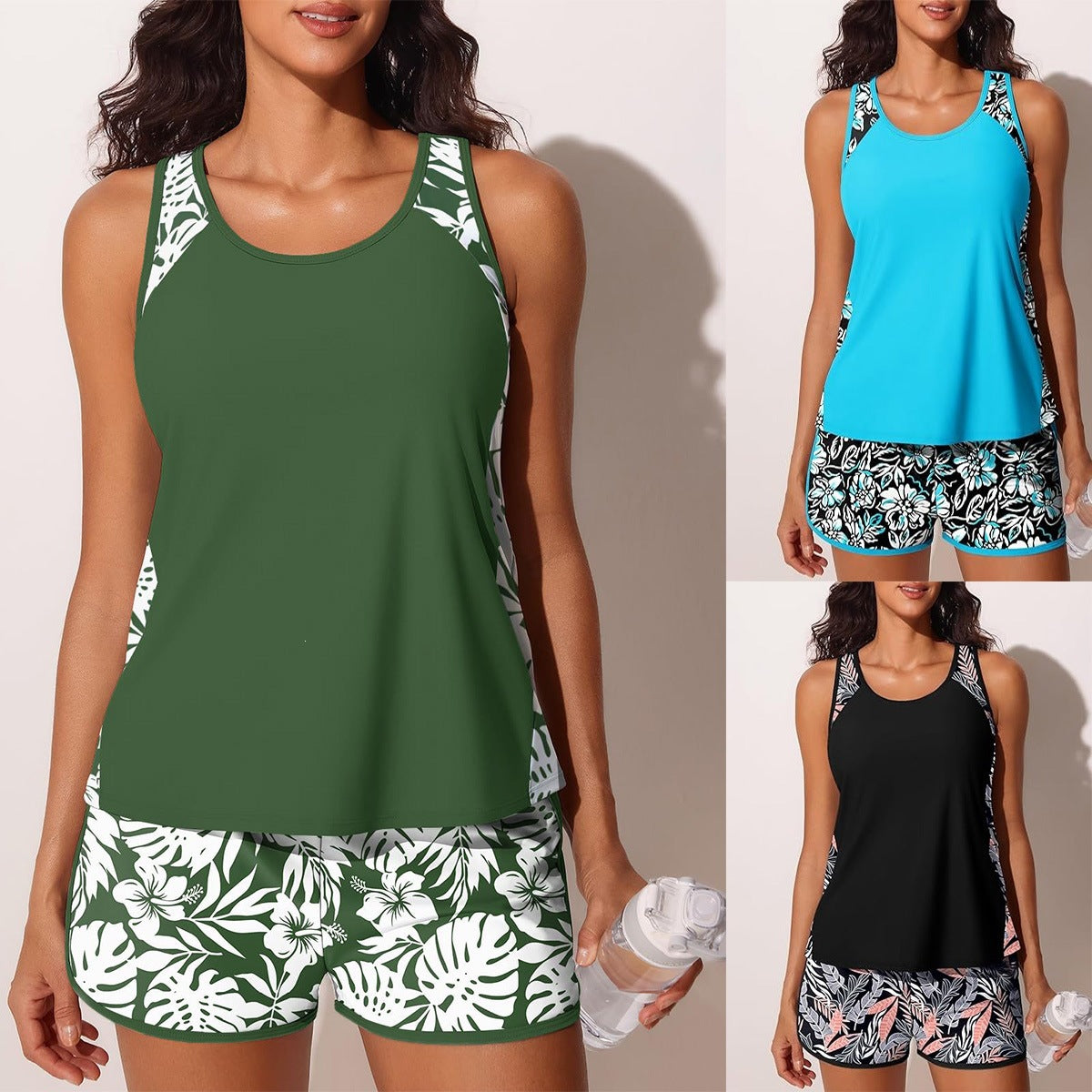 Women's Plus Size Two-Piece Printed Tankini Swimwear